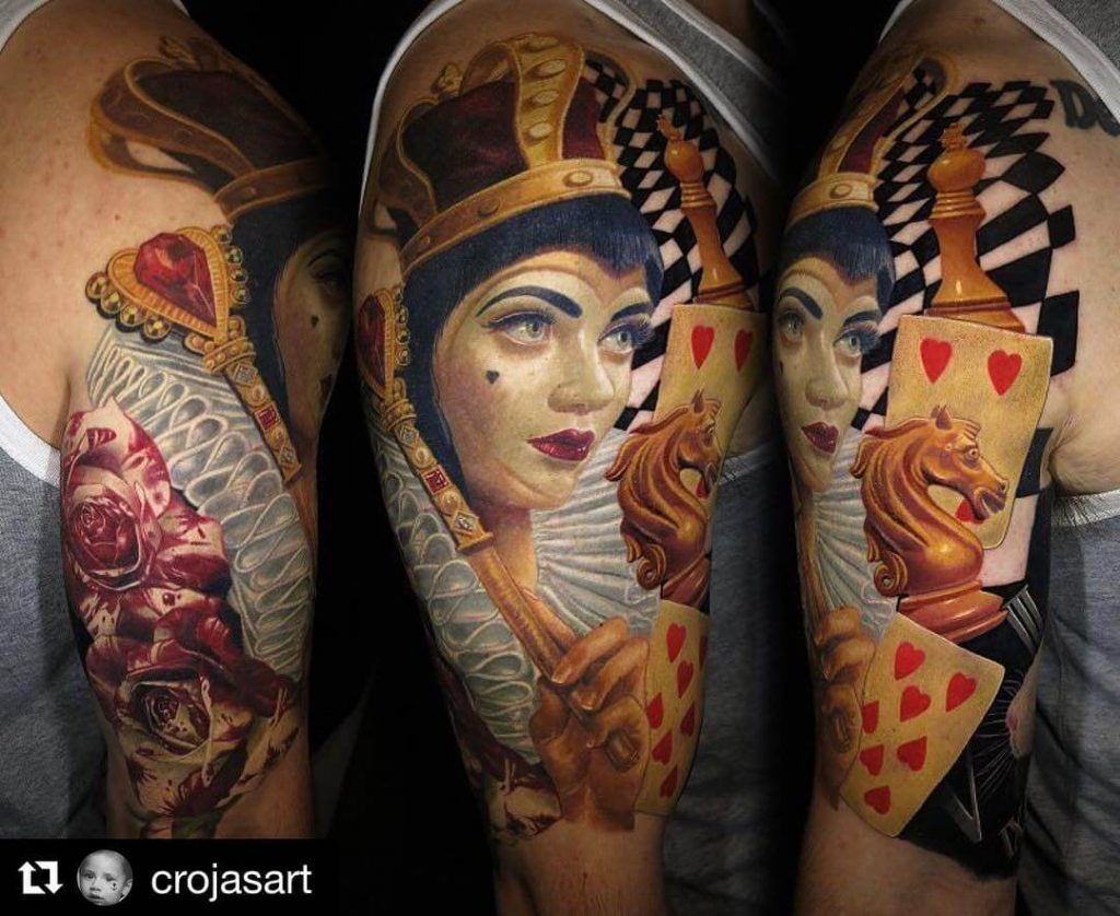 queen of hearts tattoo designs