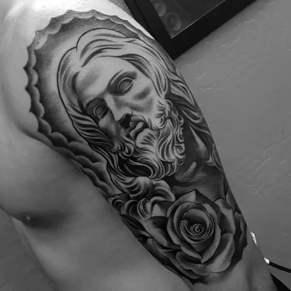 jesus bicep tattoos for men