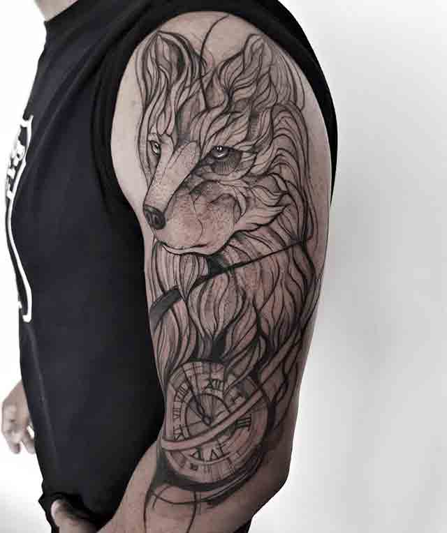 Half-Sleeve-Wolf-Tattoos-For-Men-(1)