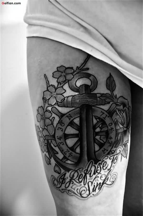 Anchor Tattoos On Both Thighs