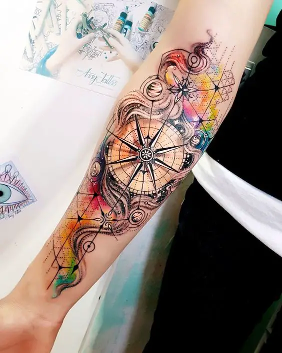 The Ambling Bear Tattoo Studio  Watercolor compass tattoo done today   truthbetold inked tattoos inkedlife menwithtattoos compass  watercolortattoo watercolor scripttattoo lettering  Facebook