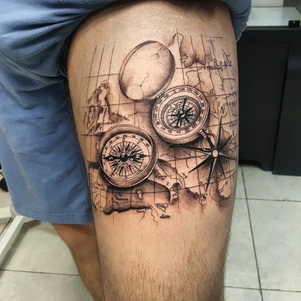 Discover more than 80 compass tattoo designs  thtantai2