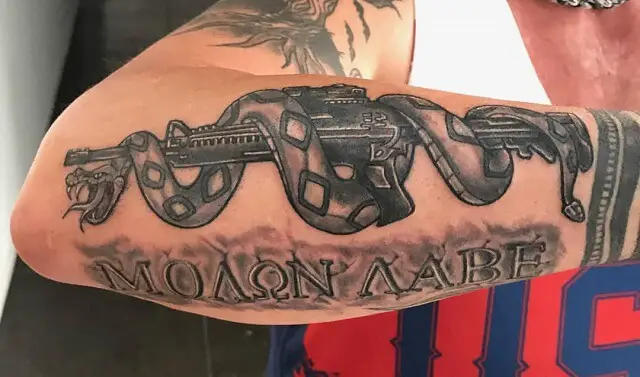 Molon Labe Snake Tattoo