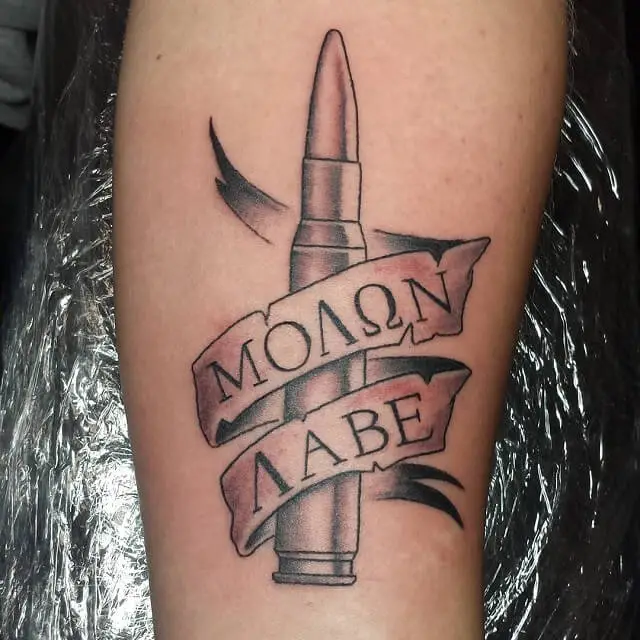 Molon Labe and Snake Tattoo