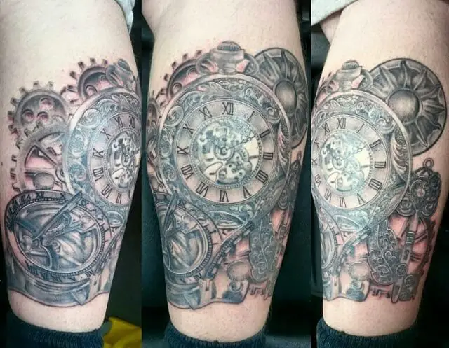 filigree clock tattoo