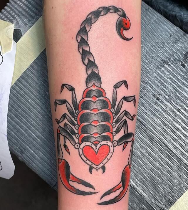 frog neck scorpion tattoo