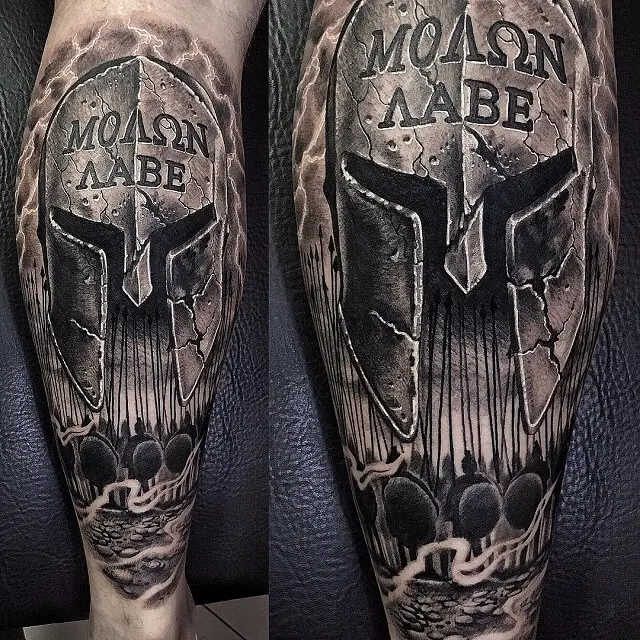 molon labe tattoo with