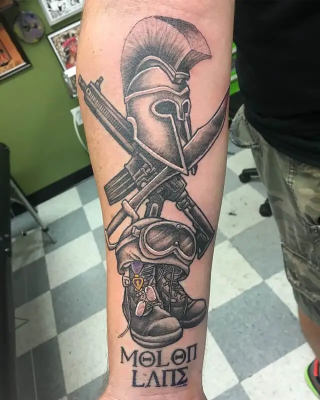  molon with gun tattoo