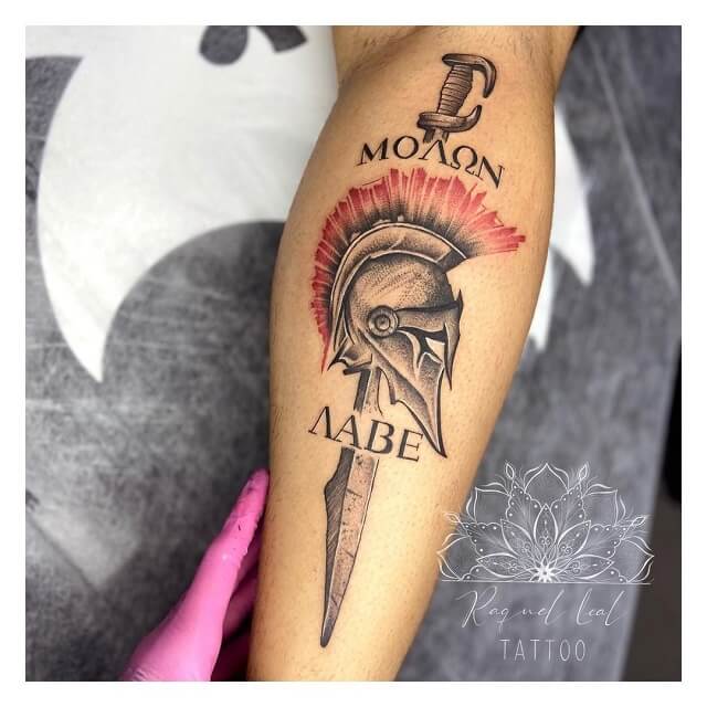 André Santos Tattoos  Molon labe em grego antigo μολὼν λαβέ ou molṑn  labé literalmente vem e toma de mim É uma expressão lacônica de  desafio que teria sido dita pelo rei