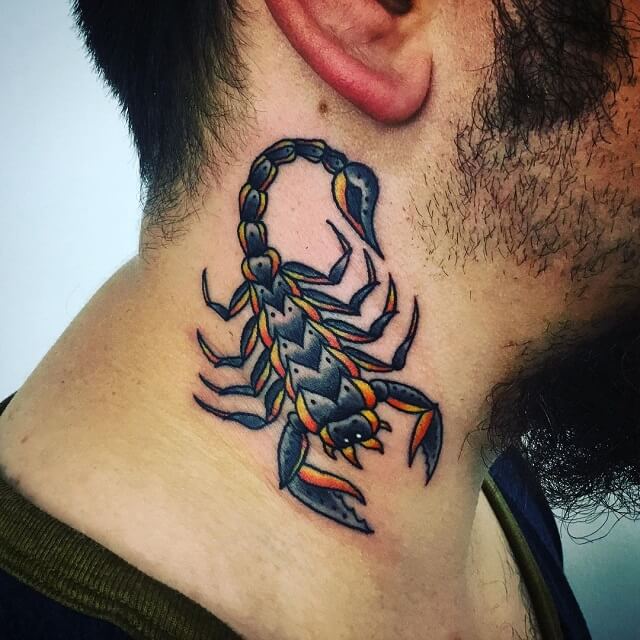 scorpion tattoo on neck 