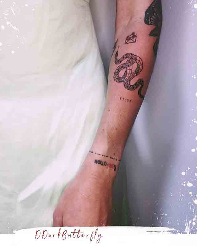 rydelreib tattoo on Instagram Minimalist patchwork sleeve tattoo   Irregular shapes and text composition Some are healed Thanks for the  trust Mark  All tattoos ar