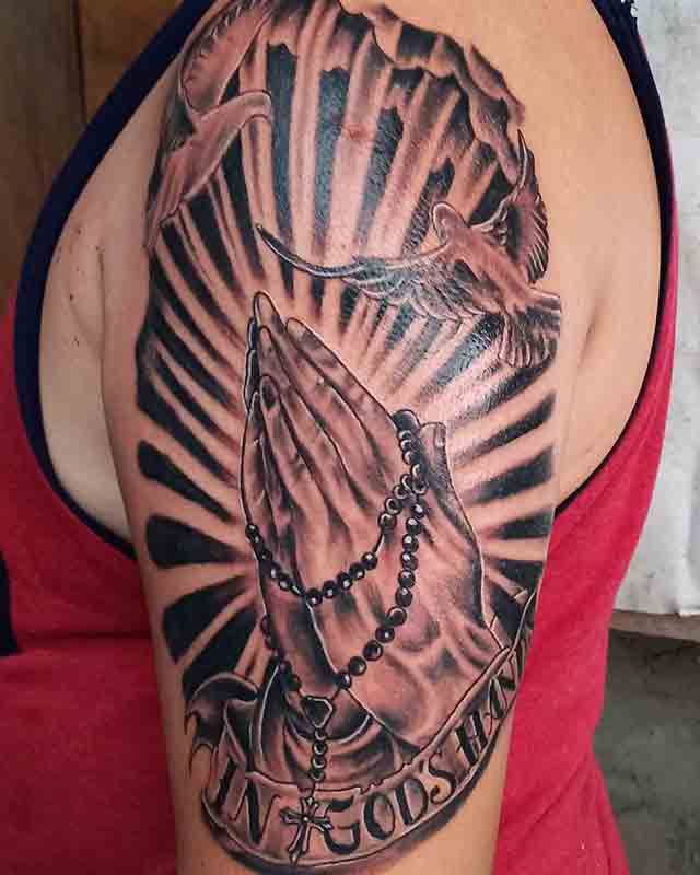 PRAYING HANDS WITH DOVE TATTOO  RELIGIOUS TATTOO OF PRAYING  Flickr