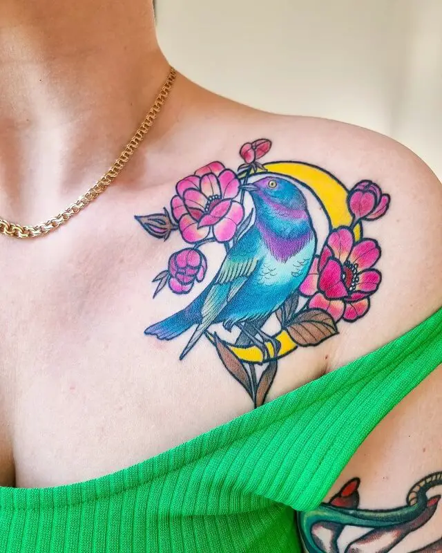 Colorful Chest Tattoo