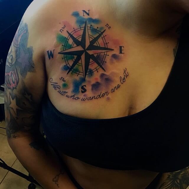 Compass Chest Tattoo