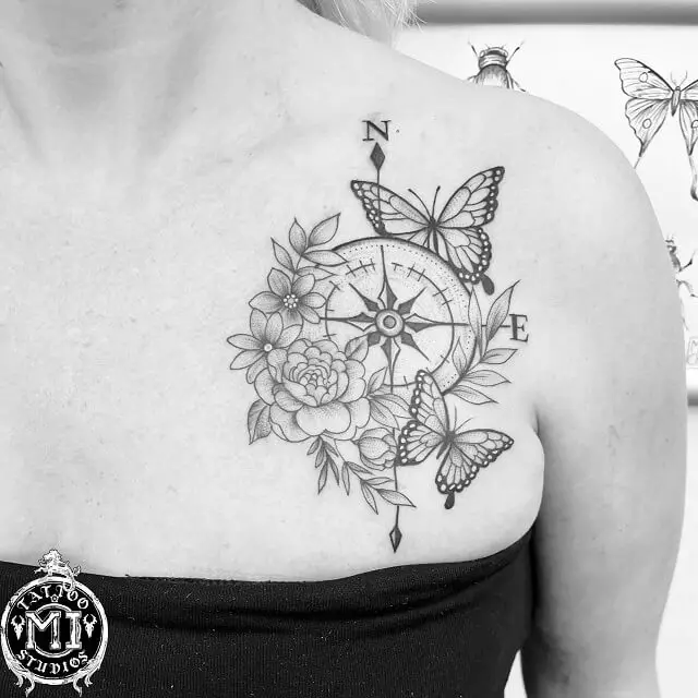 Compass Chest Tattoo