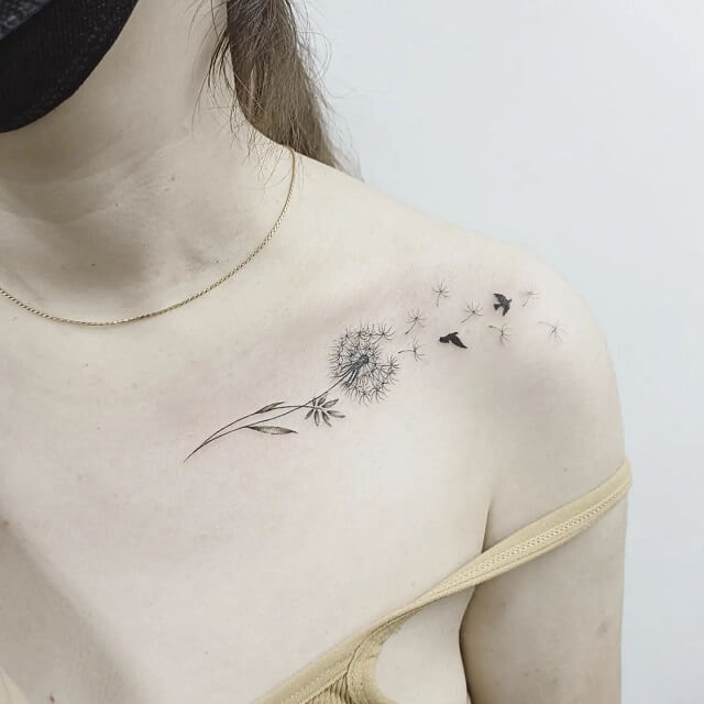 Dandelion Chest Tattoo