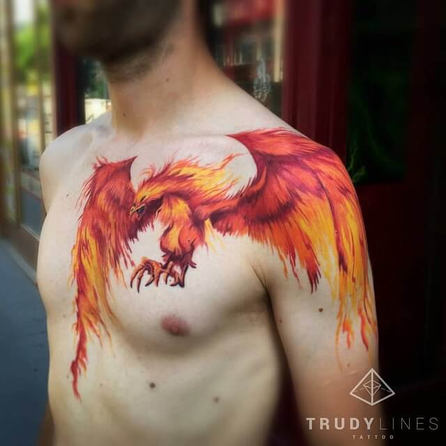 Phoenix Chest Tattoo