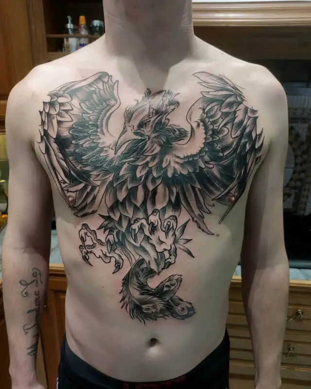 Phoenix Chest Tattoo