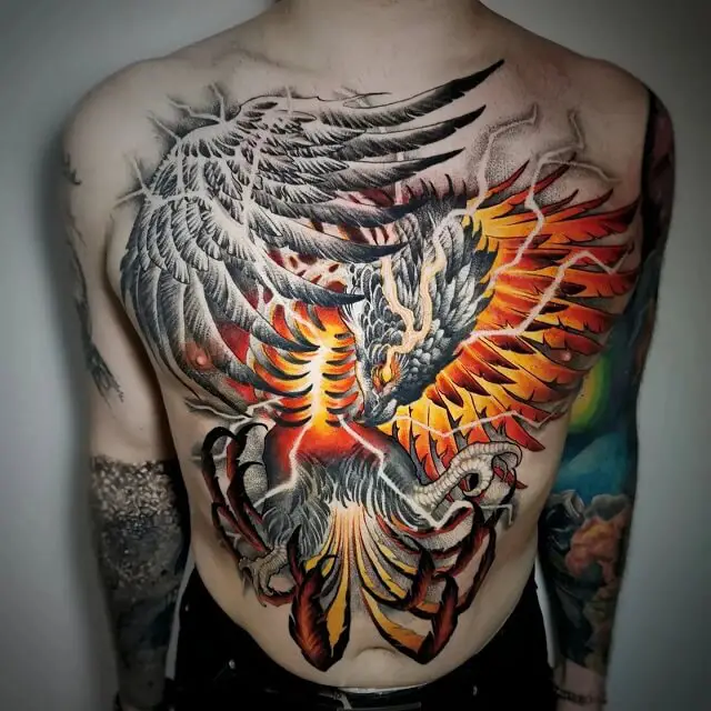 Phoenix Chest Tattoo