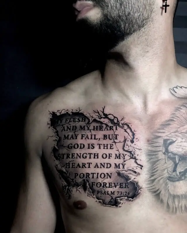 psalms 23 chest tattoo