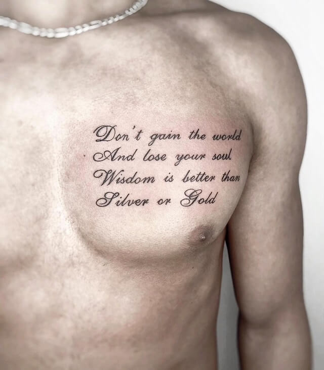 Quote Chest Tattoo