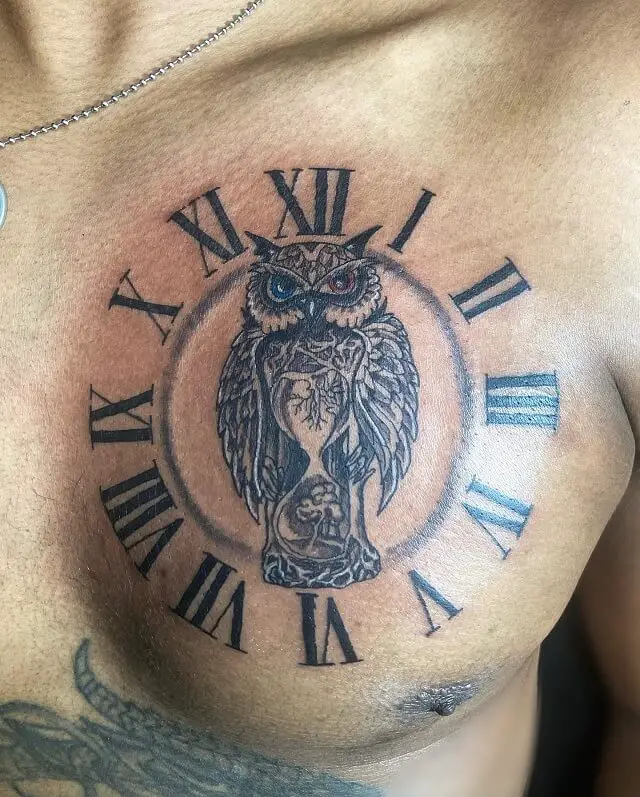 Roman Numerals Chest Tattoo