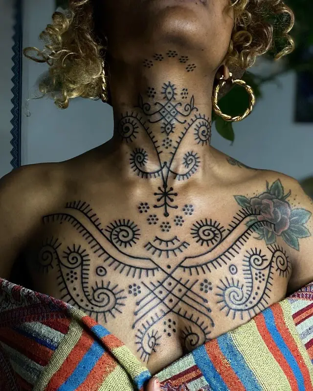 Tribal Chest Tattoo