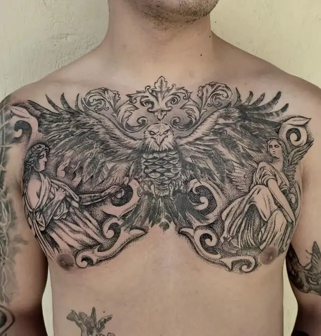 angel chest tattoos