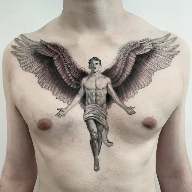 angel chest tattoos