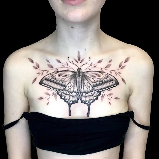 butterfly chest tattoos