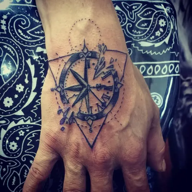 compass hand tattoos