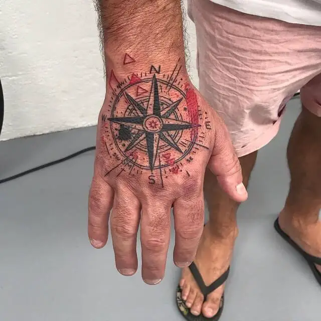 compass hand tattoos