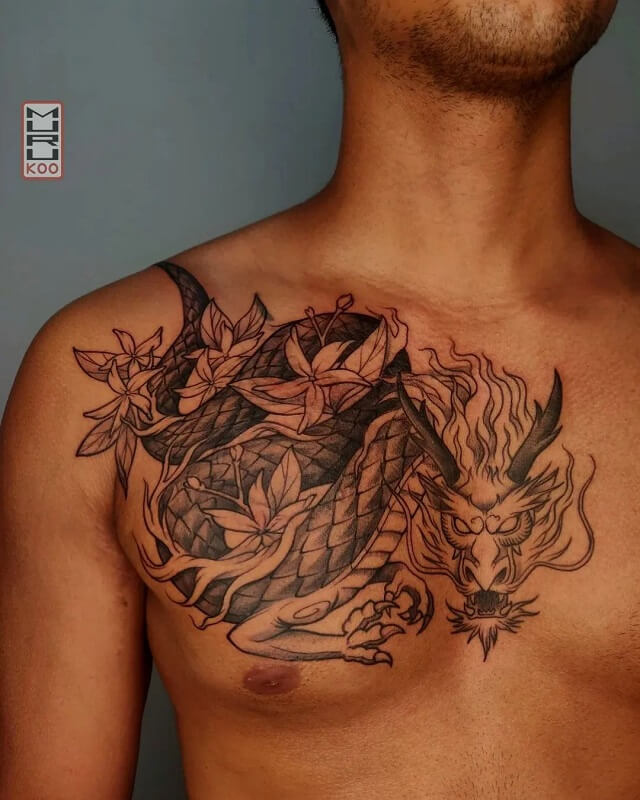  dragon chest tattoos