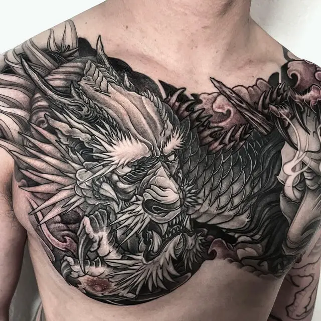 dragon chest tattoos