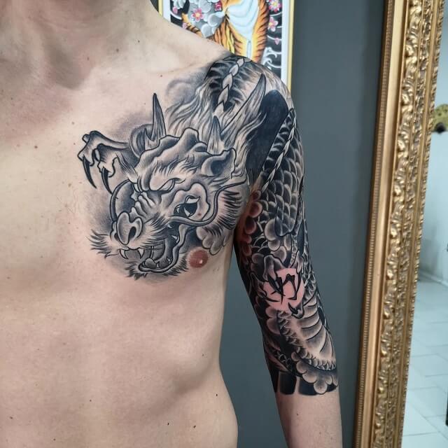 dragon chest tattoos