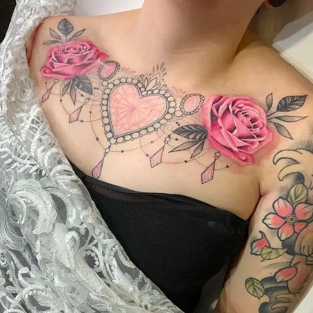 feminine chest tattoos
