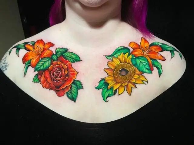 flower chest tattoos