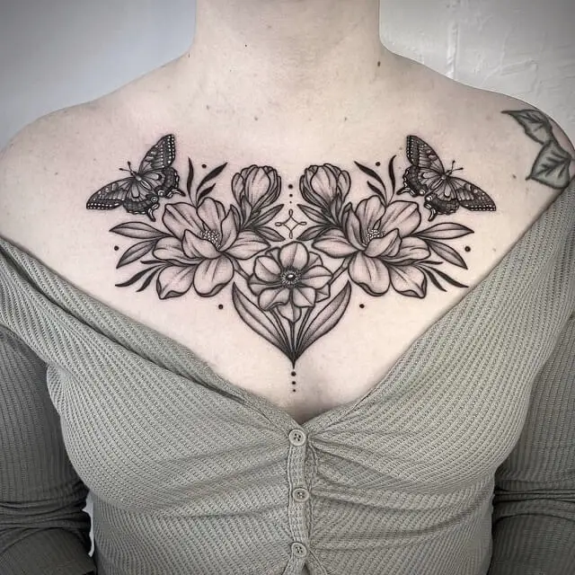 flower chest tattoos