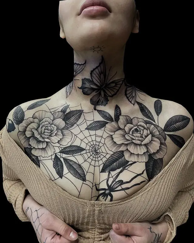 flower chest tattoos