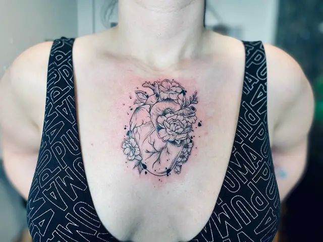 heart chest tattoos 