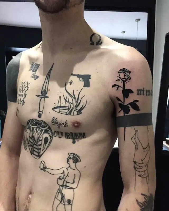 hood chest tattoos