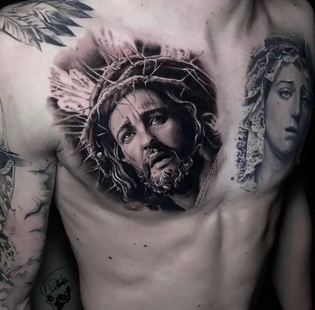 jesus chest tattoos