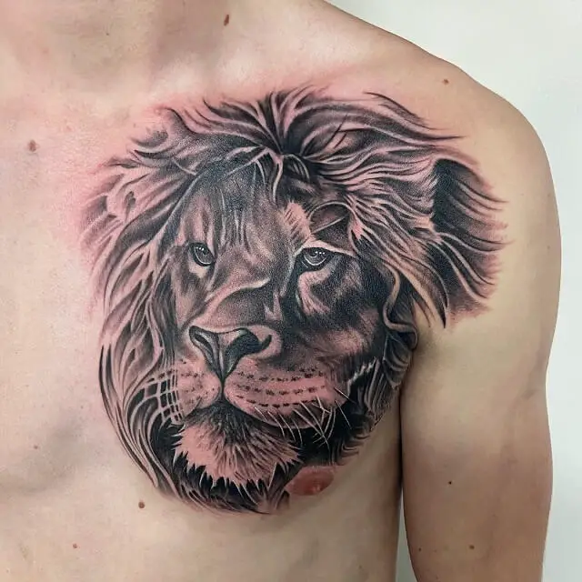 lion chest tattoos