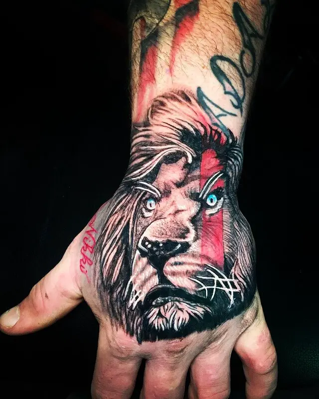 lion hand tattoos