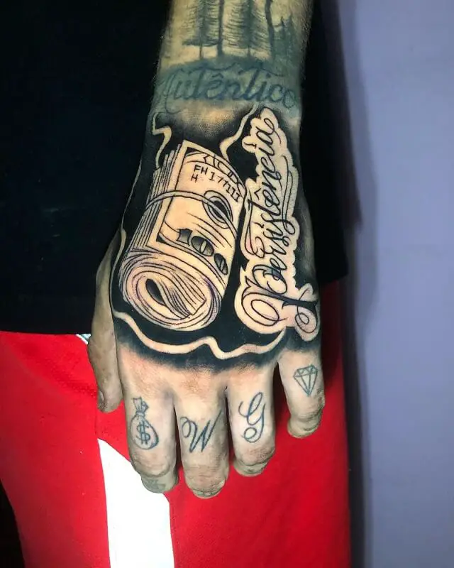 money hand tattoos