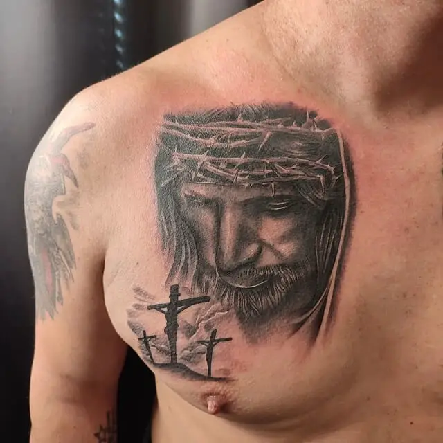 religious full chest tattoos