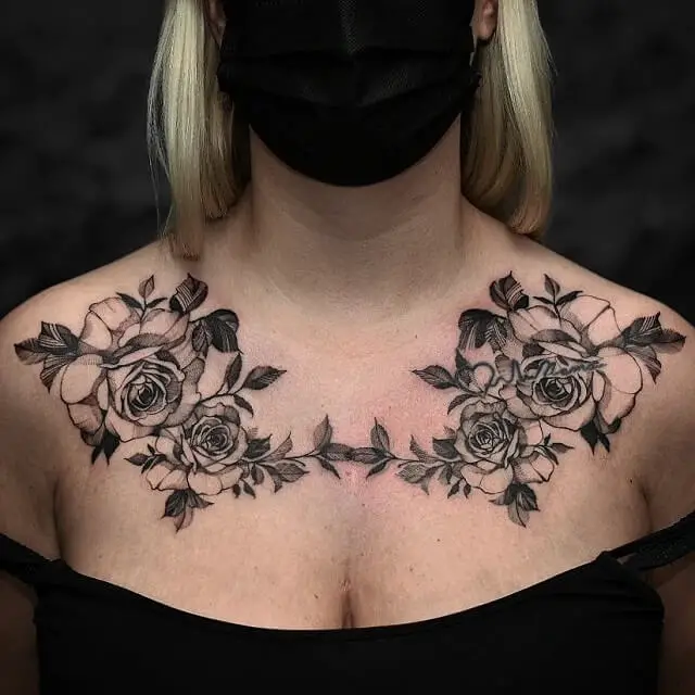 rose chest tattoos
