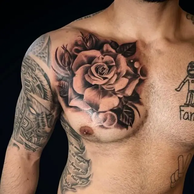 rose chest tattoos