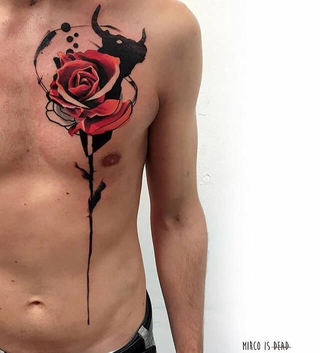 rose chest tattoos