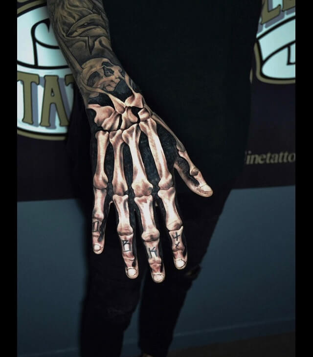 skeleton hand tattoos